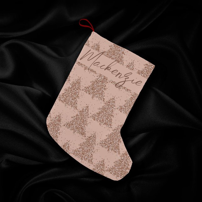 Posh Tree Pattern | Glam Rose Gold Blush Custom Small Christmas Stocking (Creator Uploaded)