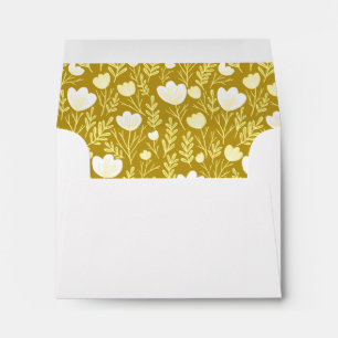 Posies Pattern Mustard Yellow Floral Chic Custom Envelope