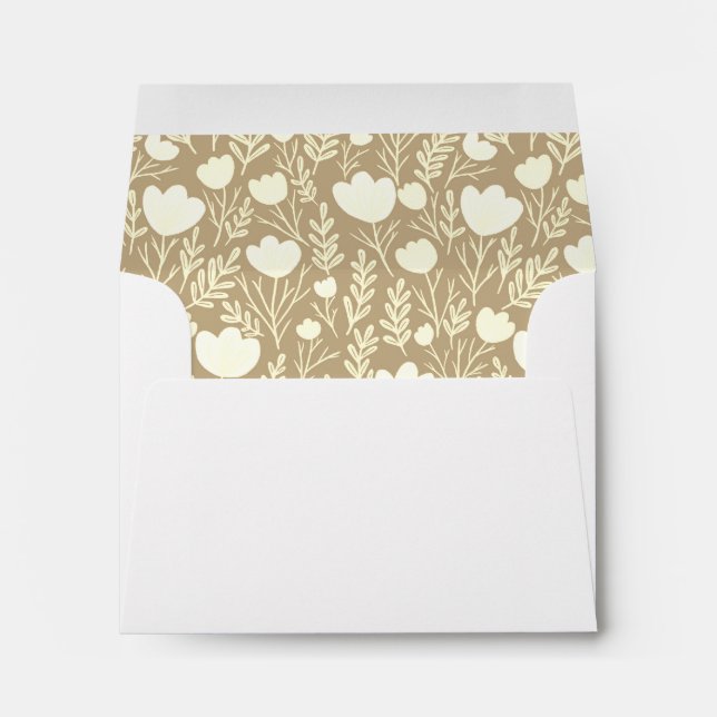 Posies Pattern Neutral Tan Floral Chic Custom Envelope (Back (Bottom))