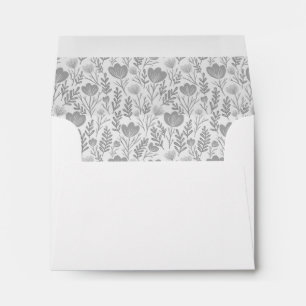 Posies Pattern Soft Grey Floral Chic Custom Envelope