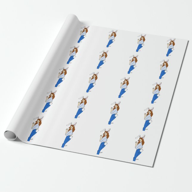 posing bunnygirl wrapping paper (Unrolled)