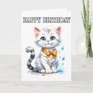 Posing Kitty Cat Happy Birthday Card