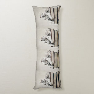Posing White Tiger on Books – Elegant Body Pillow