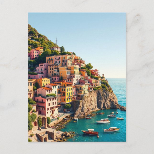 Positano Amalfi Coast Retro Travel Cliffside Postcard (Front)