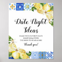 Positano Blue Tile Lemon Date Night Ideas Sign