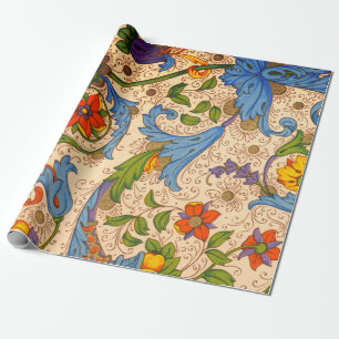 Positano Floral Grande Sangria Wrapping Paper