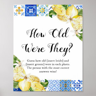 Positano How Old Were They Bridal Shower Game Poster