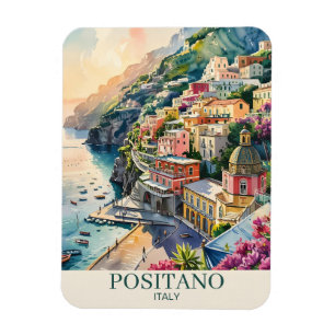 Positano Italy Amalfi Coast Watercolor Landscape Magnet