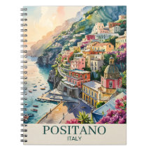 Positano Italy Amalfi Coast Watercolor Landscape