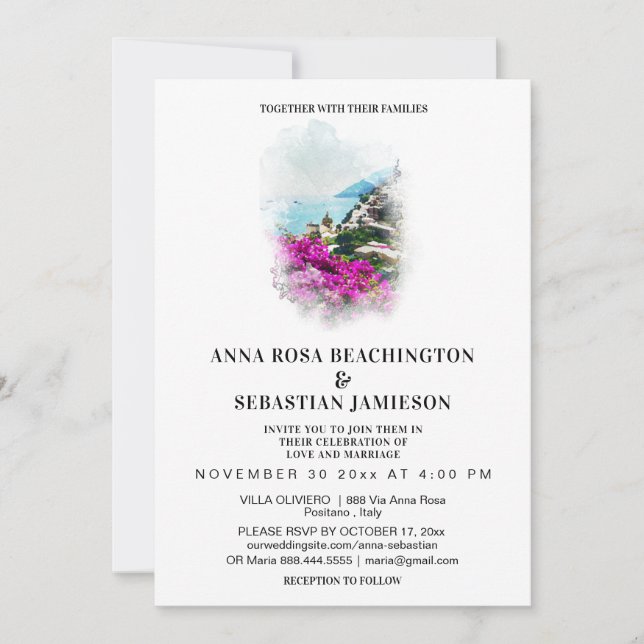 *~* POSITANO Italy AR20 PHOTO RSVP Wedding Invitation (Front)