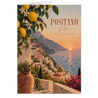 Positano Italy Coastal Hillside Town Illustrative