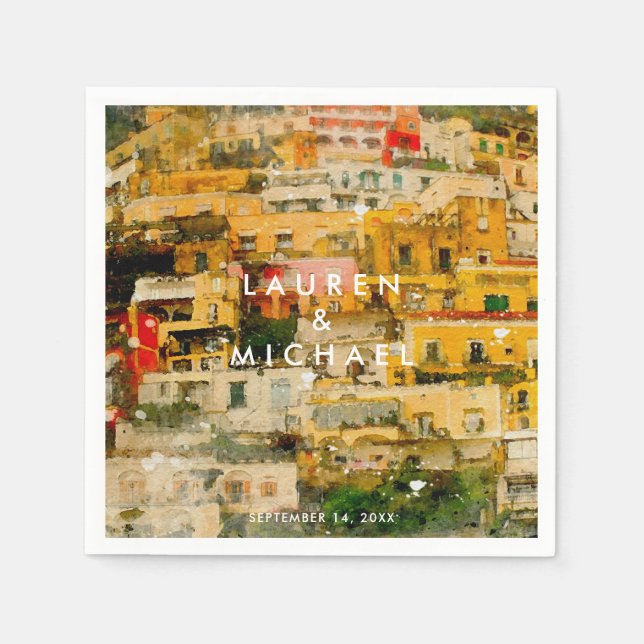 Positano italy scenic summer wedding napkins (Front)