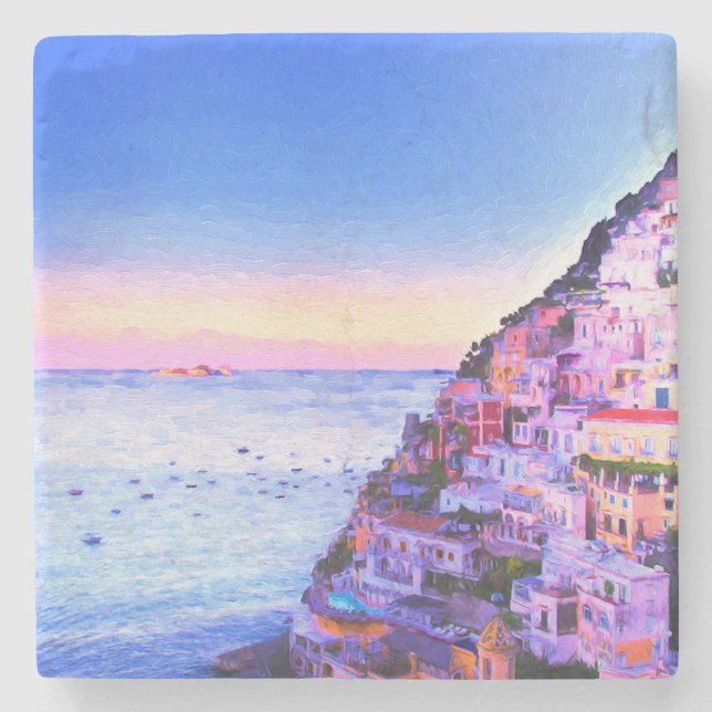 Positano, Italy Sunset Stone Coaster (Front)