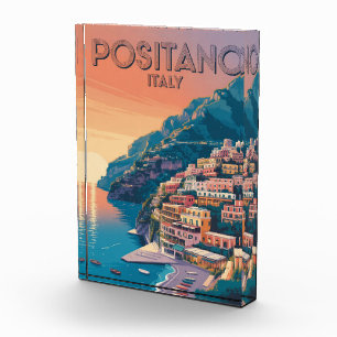 Positano Italy Vintage Travel Photo Block
