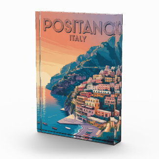 Positano Italy Vintage Travel Photo Block