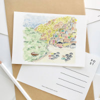 Positano Italy Watercolor Travel Postcard