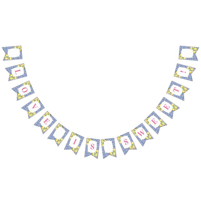 Positano Lemons Blue White Tile Shower Birthday Bunting (All)