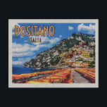 Positano Modern Distressed Vintage Travel Postcard<br><div class="desc">This distressed vintage travel poster was created with a photograph taken in Positano, Italy, on the Amalfi Coast. This postcard is perfect for the person who has travelled to Positano, the Amalfi Coast, Italy, and would like to share the beauty of this wonderful place with friends and family. Photography and...</div>