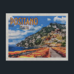 Positano Modern Distressed Vintage Travel Postcard<br><div class="desc">This distressed vintage travel poster was created with a photograph taken in Positano, Italy, on the Amalfi Coast. This postcard is perfect for the person who has travelled to Positano, the Amalfi Coast, Italy, and would like to share the beauty of this wonderful place with friends and family. Photography and...</div>