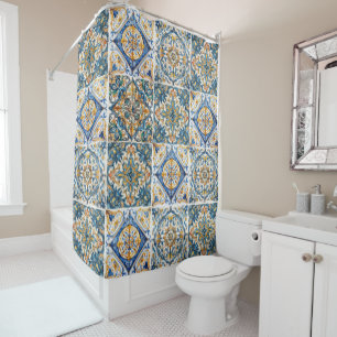  Positano Vintage Italian Tile Shower Curtain