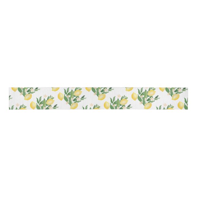 Positano Watercolor Lemons Co-ordinating Grosgrain Ribbon (Front)