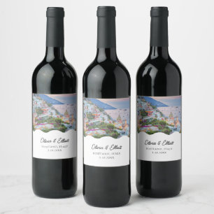 Positano Wedding Favour Personalised Wine Label