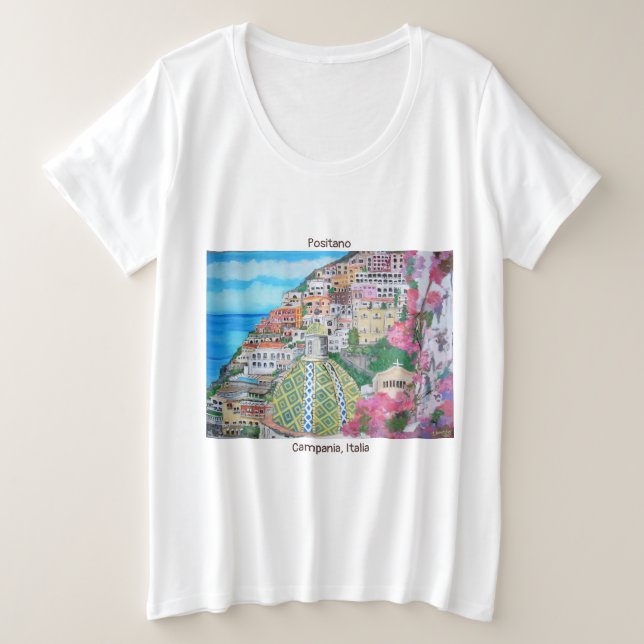 Positano - Women's Plus-Size Basic T-Shirt Plus Size T-Shirt (Design Front)