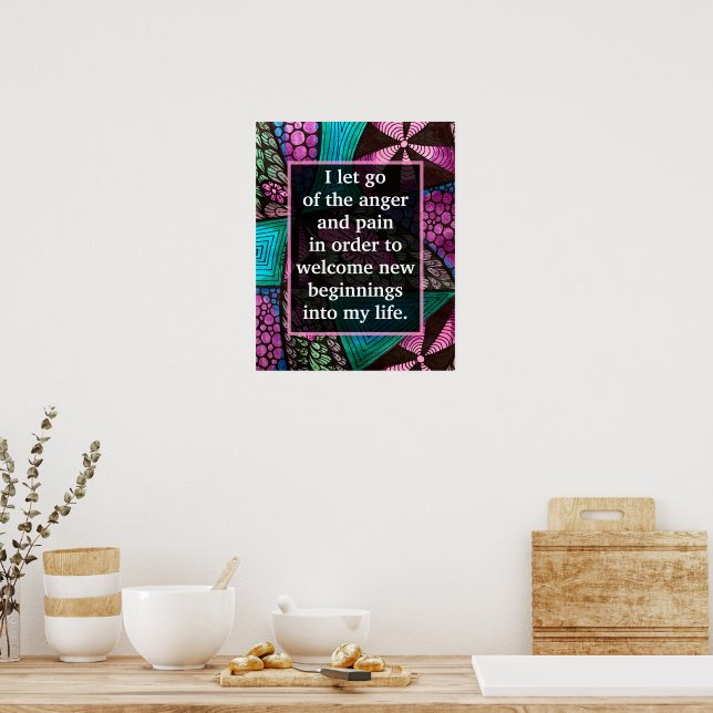 Positive Affirmation for Anger Management Stress  Poster (Kitchen)