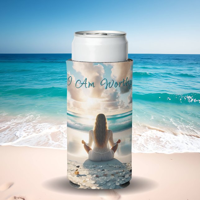 Positive Affirmation | I am Worthy of Love Seltzer Can Cooler (Creator Uploaded)