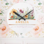 Positive Affirmation Inspirational Floral Custom  Round Clock<br><div class="desc">A beautifully designed custom clock featuring a positive affirmation. Allow these graphics and quotes to inspire and motivate. You may Add a name using the personalisation feature.</div>
