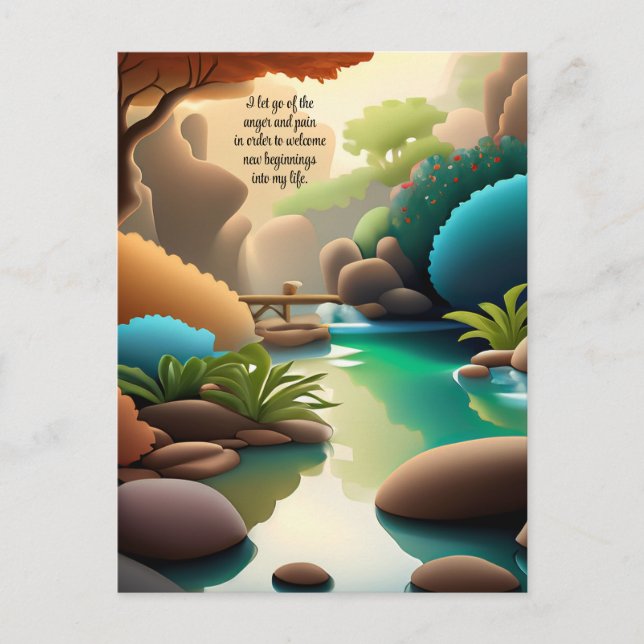 Positive Affirmation Letting Go Of Pain And Anger Postcard (Front)