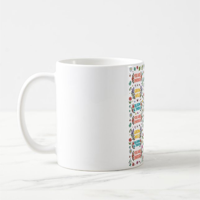 Positive Affirmation Typography Pattern Coffee Mug (Left)