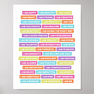 Positive Affirmations   I Am Affirmations Poster