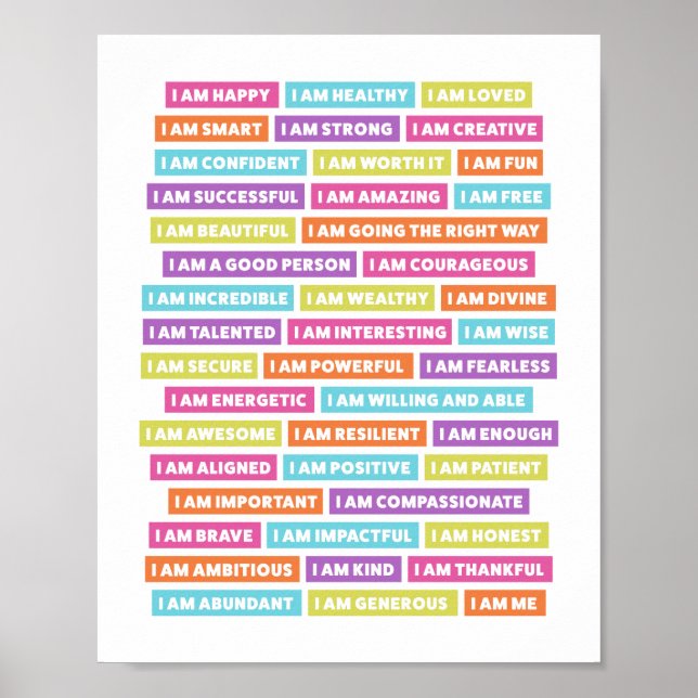 Positive Affirmations | I Am Affirmations Poster (Front)