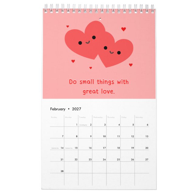 Positive Affirmations Kawaii Motivation Calendar (Feb 2027)