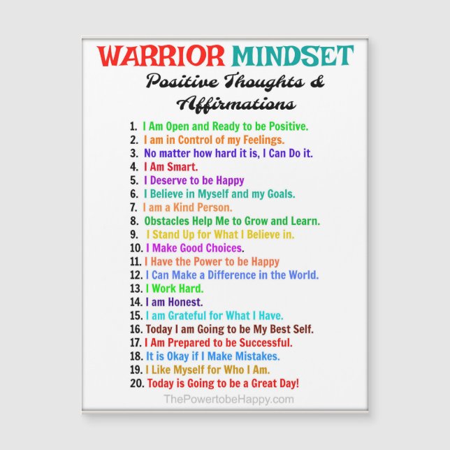 Positive Affirmations Magnet - Warrior Mindset (Front)