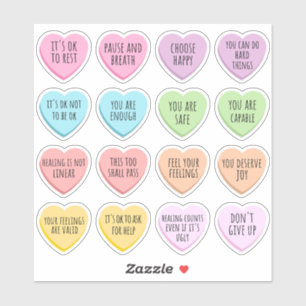 Positive Affirmations Mental Health Candy Hearts
