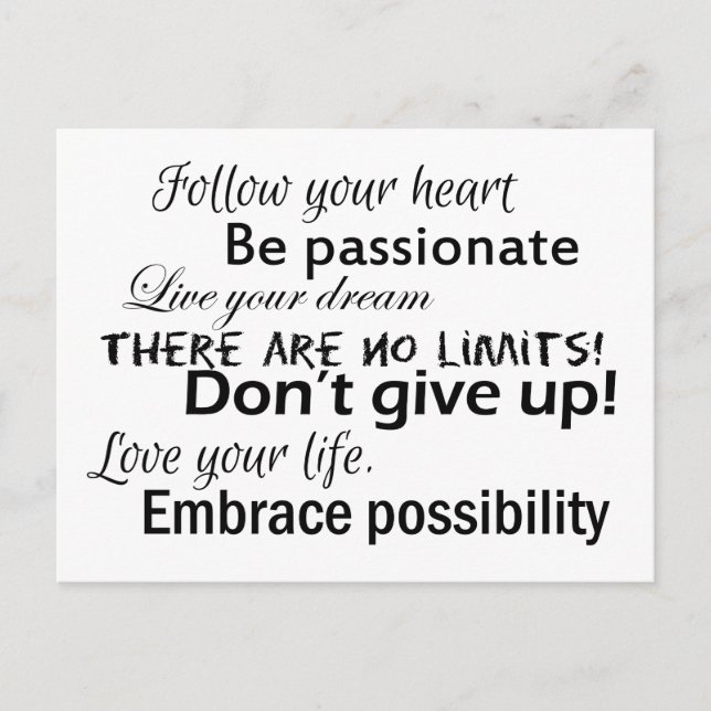 Positive affirmations postcard (Front)