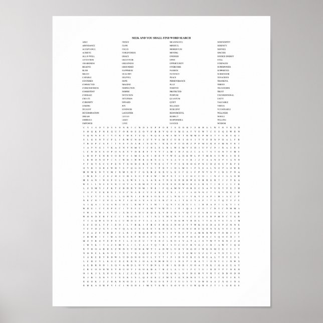 Positive Affirmations Word Search Poster (Front)