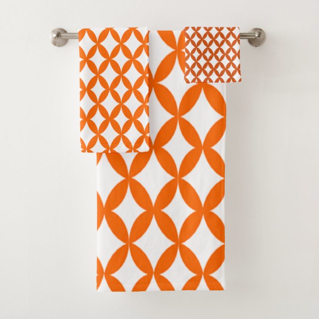 Positive and Negative Space - Burnt Orange  Bath Towel Set (Insitu)