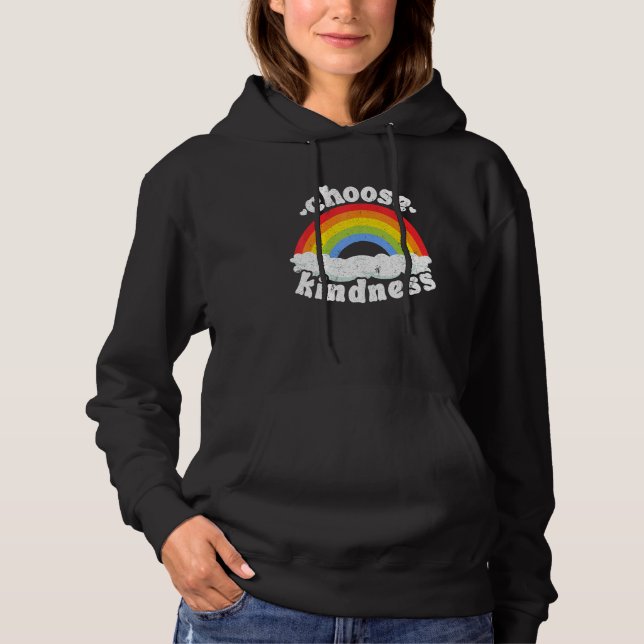 Positive Anti Bullying Rainbow Peace Hippie Choose Hoodie (Front)