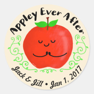 Positive Apple Pun - Appley Ever After Classic Round Sticker