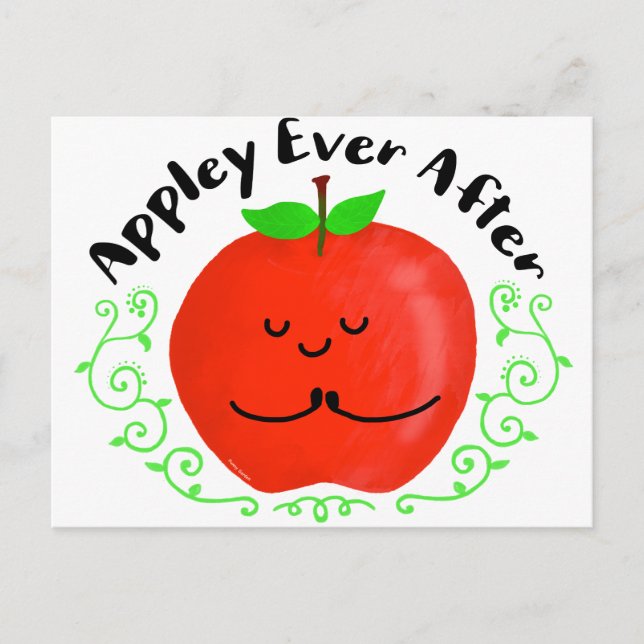 Positive Apple Pun - Appley Ever After Postcard (Front)