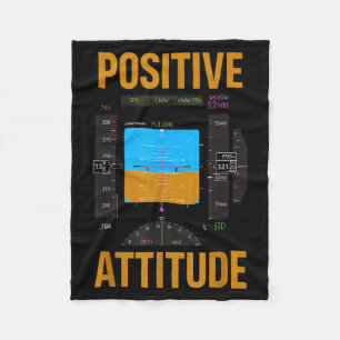 Positive attitude funny pilot aviation instrument fleece blanket