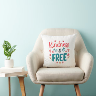 Positive "Be Kind" Message with Hearts Cushion