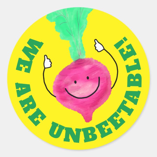 Positive Beet Pun - Unbeetable Classic Round Sticker (Front)