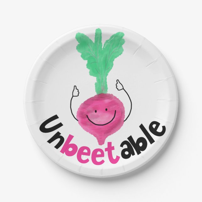 Positive Beet Pun - Unbeetable Paper Plate (Front)