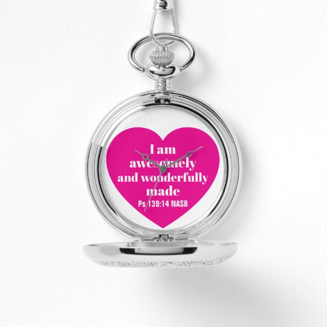 Positive Bible Verse Affirmation Pink Heart Cute   Watch (Front)
