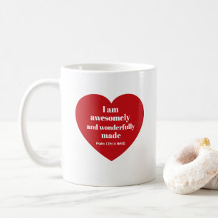Positive Bible Verse Affirmation Red Heart Cute Coffee Mug