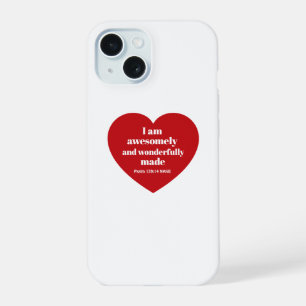 Positive Bible Verse Affirmation Red Heart Cute iPhone 15 Case
